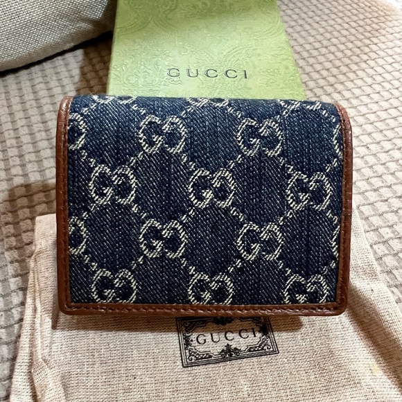 Gucci Denim and Leather Horsebit 1955 compact Wallet - Picture 3 of 13